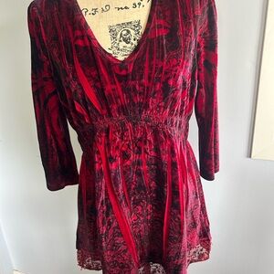 Live and Let Live Red and Black Blouse